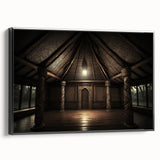 Black and white vintage poster art of a Fiji landscape on framed canvas, ideal for bedroom wall decor.