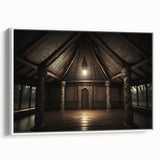 Vintage poster art of a Fiji beach scene in vibrant colors on a framed canvas, ideal for living room decor.