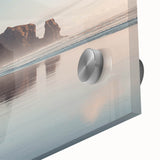 Large abstract wall art of Auckland skyline in muted blue tones, on acrylic glass, ideal for dining room art.