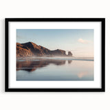 Extra large abstract art print of Auckland's skyline in colorful, textured hues on a black framed canvas.