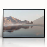 Large abstract wall art depicting Auckland's skyline in muted gray and blue tones on a framed acrylic.