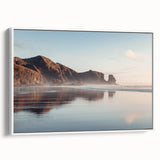 Vintage poster art of Auckland skyline in colorful hues on a large framed canvas, ideal for living room decor.