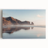 Black and white stretched canvas of Auckland skyline, ideal for kitchen wall art.