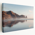 Panoramic view of Auckland skyline in muted blue tones on a stretched canvas, ideal for kitchen wall art.