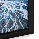 Black wall art featuring a textured depiction of Oceania's Canterbury scenery in vibrant colors on a framed canvas.