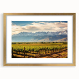 Extra large abstract art print of a textured Argentine landscape in muted earth tones, framed in gold.