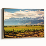 Framed canvas featuring a vintage-style landscape painting of an Argentine scenery in black and gold tones.