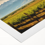 Art deco poster featuring a stylized Buenos Aires skyline in muted gold and blue tones on rolled canvas.