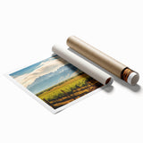 Extra large rolled print featuring a scenic view of Argentine landscapes with vibrant green and blue tones.