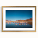 Extra large abstract art print depicting a textured scenery of Bolivia in muted earth tones, framed in gold.