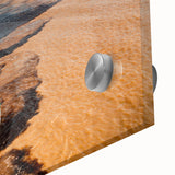 Large abstract wall art depicting a mid-century modernist Brazilian landscape in muted earth tones on acrylic glass.