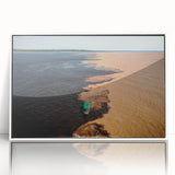 Art Deco poster of a stylized Brazilian landscape in vibrant colors, framed acrylic, ideal for modern art wall decor.