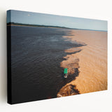 Panoramic view of Rio de Janeiro on a stretched canvas, featuring vibrant sunset colors, ideal for kitchen wall art.