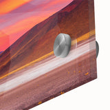 Large abstract wall art depicting a Chilean landscape in muted earth tones on acrylic glass.