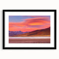 Extra large abstract art print of a colorful, textured Chilean landscape on a black framed canvas.