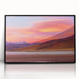 Large abstract wall art of a Chilean landscape in muted earth tones on a framed acrylic, suited for modern decor.