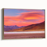 Framed canvas featuring a vintage-style landscape painting of a Chilean scenery in black and gold tones.