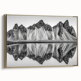 Framed canvas depicting a vintage-style Alaskan landscape in muted gold and black tones, ideal for bedroom wall decor.