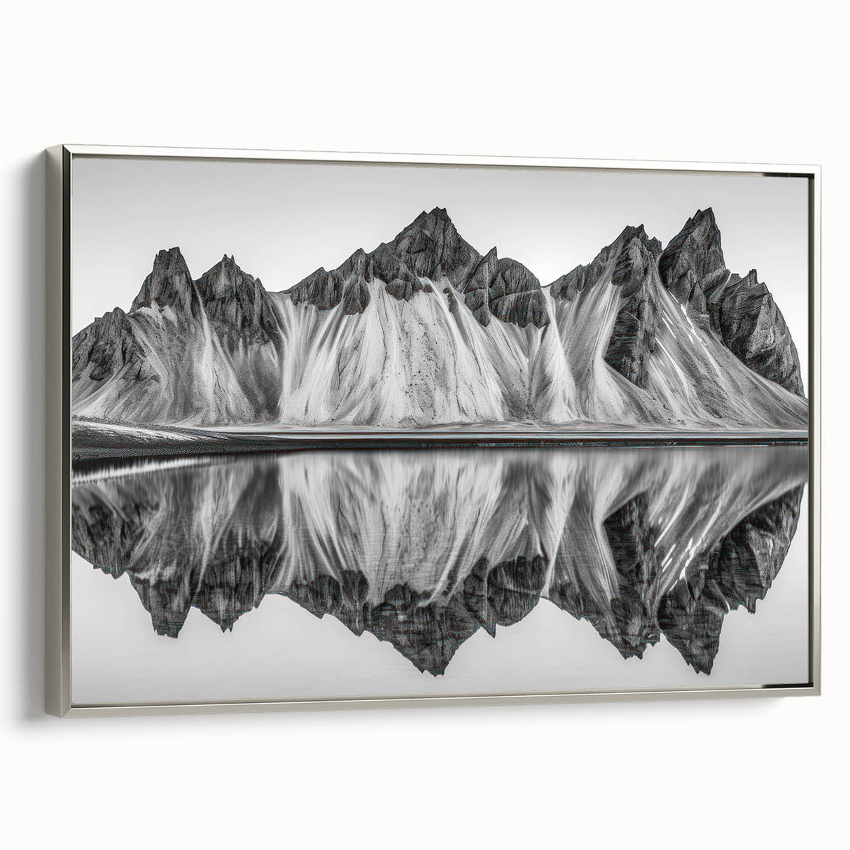 Landscape art painting of an Alaskan scene on framed canvas, featuring vibrant colors with a vintage poster style.