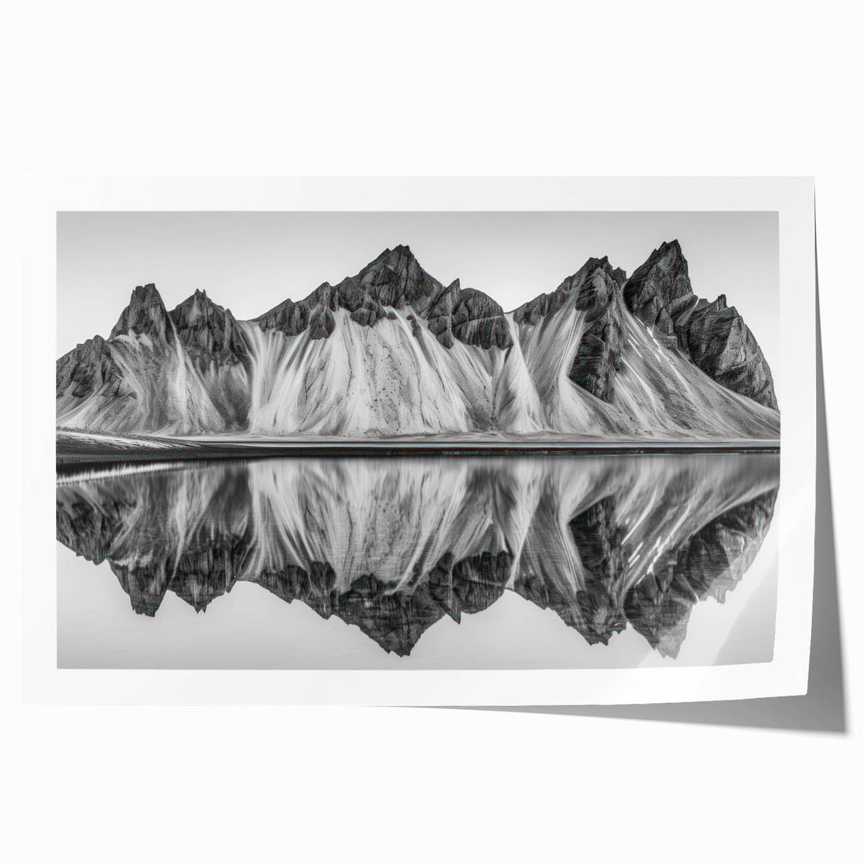 Alaskan landscape with floral motifs in muted earth tones on a large rolled canvas, ideal for dining room decor.