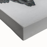 Large art depicting a black and white Alaskan landscape on stretched canvas, suitable for bedroom wall decor.