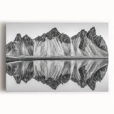 Black and white photograph of Alaska scenery on large stretched canvas, ideal for kitchen wall art.