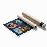 San Diego skyline with floral motifs in soft pastel colors on a rolled canvas, ideal for classy bathroom wall art.