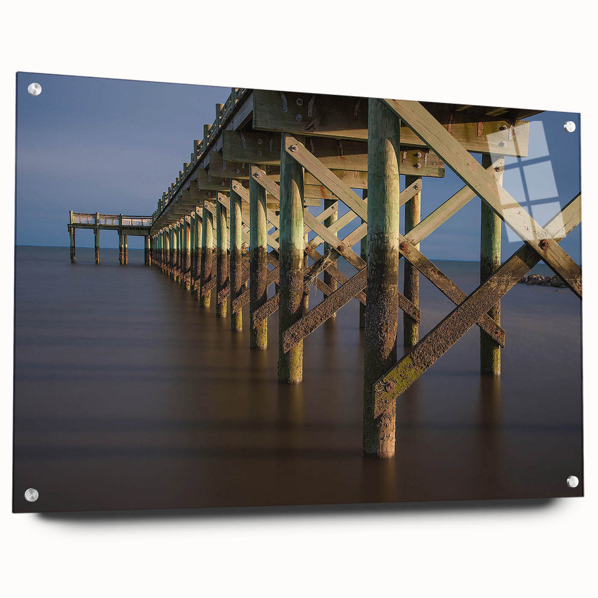 Acrylic print of a large abstract depiction of Connecticut scenery in earth tones, suitable for bedroom or dining room decor.