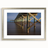 Textured abstract art print of Connecticut scenery in muted earth tones on a framed silver mat, ideal for bedroom art.