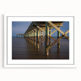 Abstract art print depicting the Connecticut landscape in muted green and blue tones, framed with a white mat.