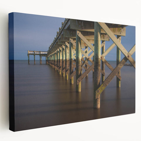 Large canvas print of Connecticut scenery in muted green and blue tones, ideal for kitchen wall decor.