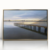 Mid-century modernist Daytona scenery on large acrylic print with gold framing, suited for modern art wall decor.
