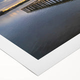 Art deco poster of Daytona scenery in muted blue tones on rolled canvas, ideal for dining room wall art.