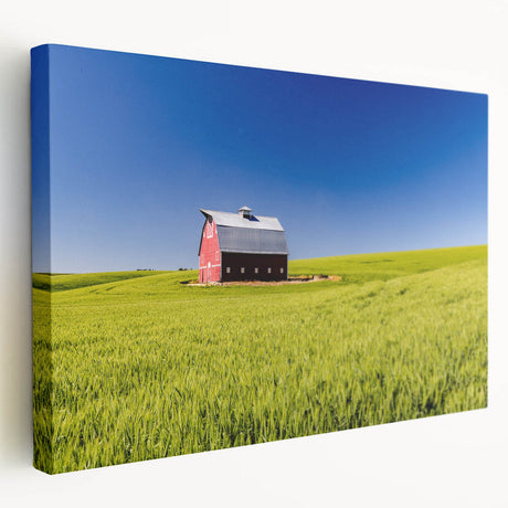 Large stretched canvas depicting a serene Idaho landscape in soft earth tones, suitable for kitchen wall art.