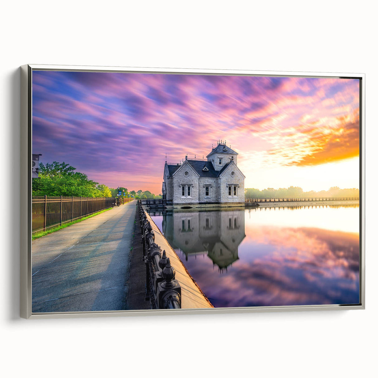 Framed canvas depicting a vintage-style Kentucky landscape with muted earth tones and black accents.