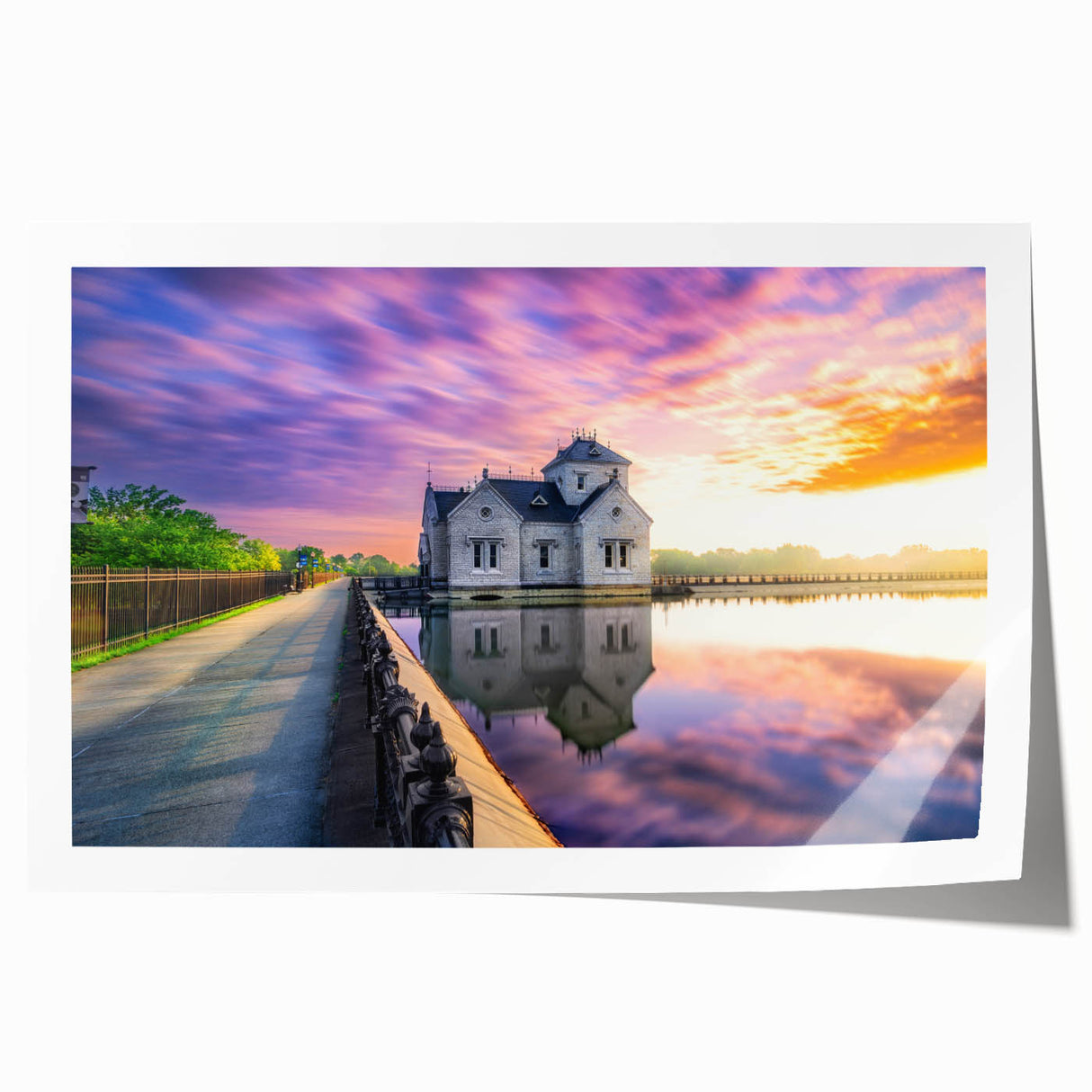Rolled print of Kentucky scenery with vibrant floral designs, ideal for art wall dining room.