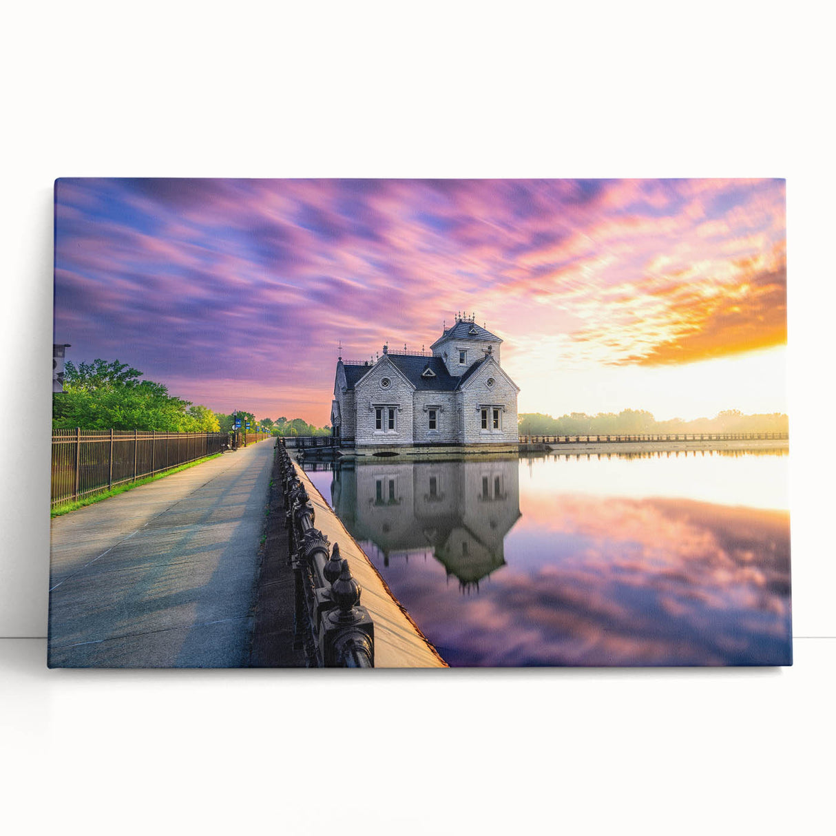 Black and white stretched canvas of Kentucky scenery, ideal for kitchen wall art or bedroom ambiance.