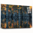 Acrylic print of a Louisiana landscape in muted greens and blues, ideal for dining room decor.