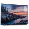Acadia National Park scenery on large acrylic glass, featuring lush green and blue tones, ideal for dining room decor.
