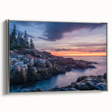 Framed canvas landscape art painting depicting Acadia National Park in Maine.