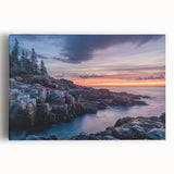 Black and white photograph of Acadia National Park on large stretched canvas, ideal for kitchen wall art.
