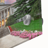 Acrylic print of a large abstract depiction of Maine scenery in mid-century modernist style, suitable for dining room art.