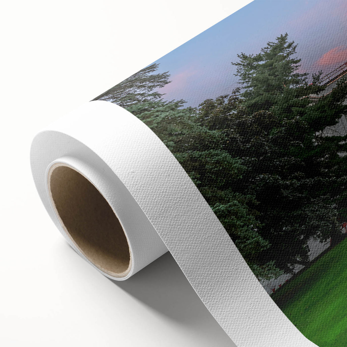 Art deco poster of Maine scenery with soft pastel colors on rolled canvas, ideal for nursery wall art.