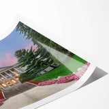 Extra large wall art featuring line art flowers in black on white, rolled print format.