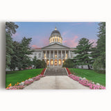 Large black and white stretched canvas of Maine scenery, ideal for kitchen wall art.