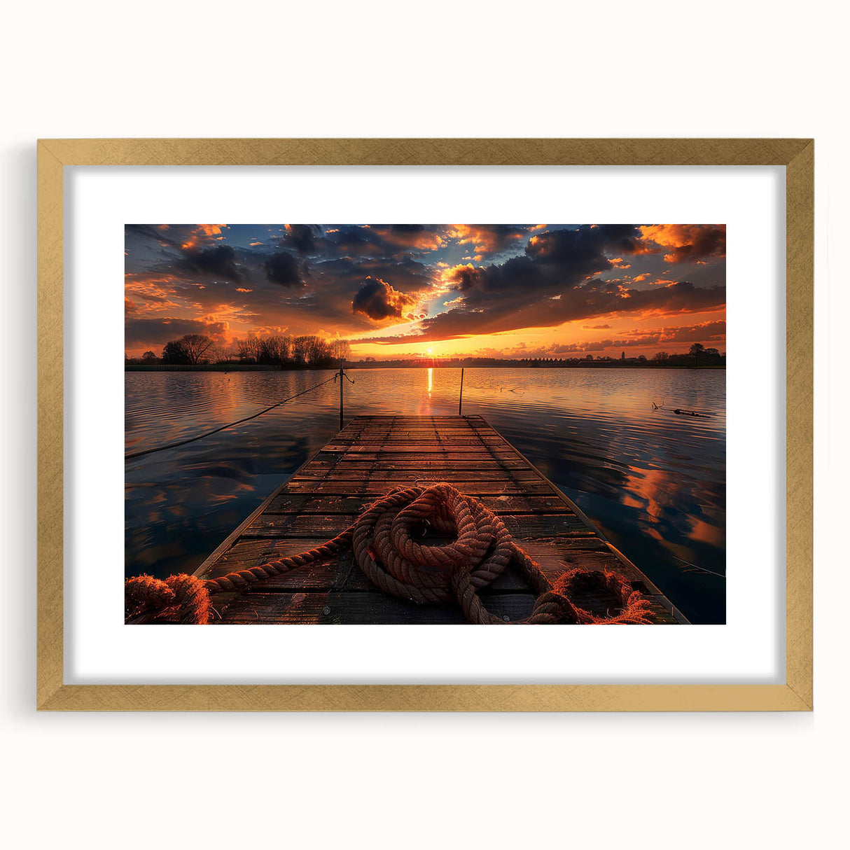 Extra large abstract art print of Charlotte skyline in textured gold frame, ideal for living room decor.