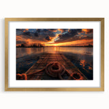 Extra large abstract art print of Charlotte skyline in textured gold frame, ideal for living room decor.