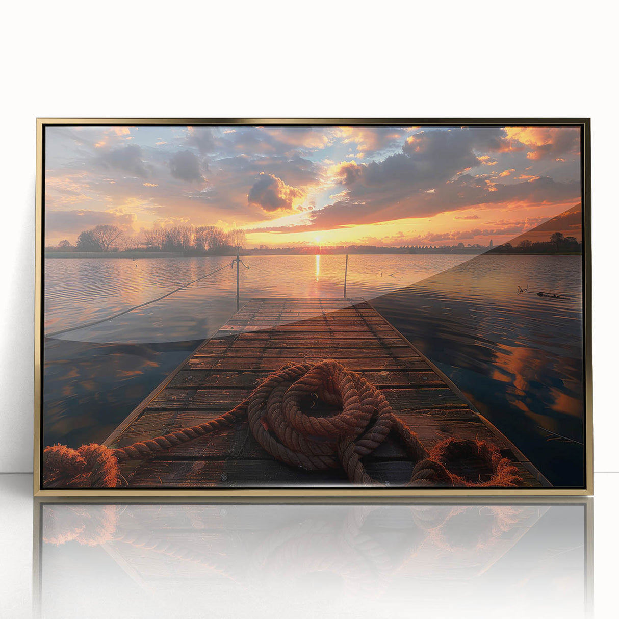 Mid-century modernist art of Charlotte skyline in muted gold tones on framed acrylic, suitable for modern art wall decor.