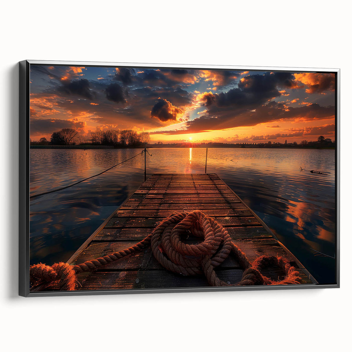 Black and white framed canvas of Charlotte, North Carolina skyline, ideal for bedroom wall decor.