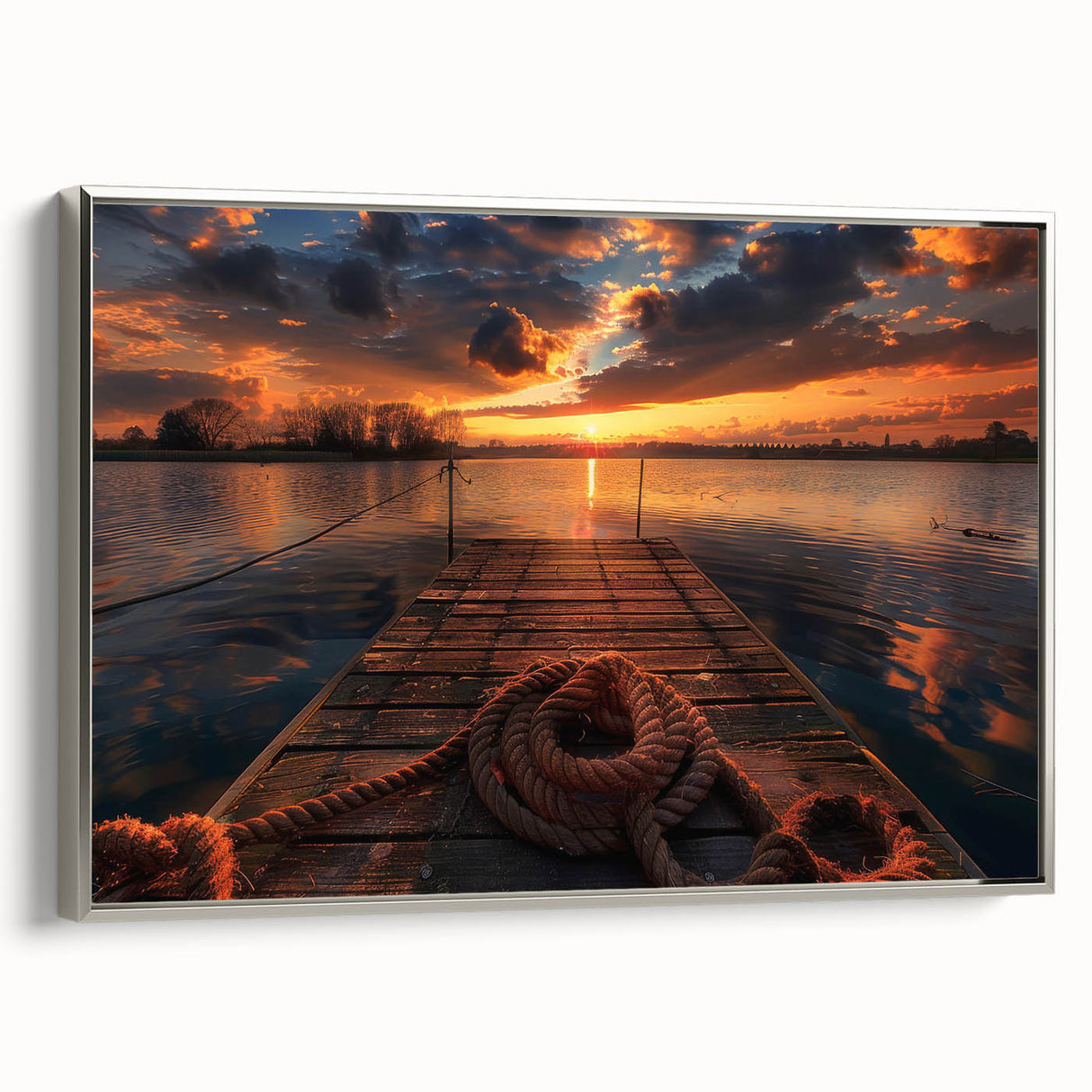 Framed canvas of a vintage-style Charlotte, North Carolina landscape in colorful tones, ideal for living room decor.